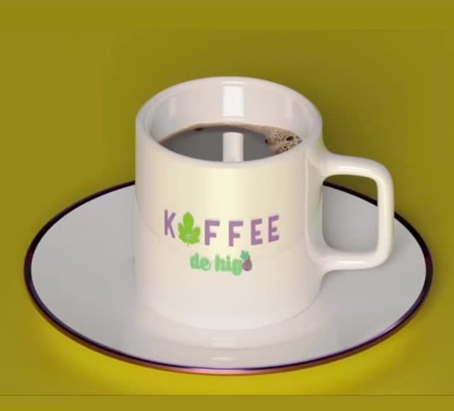 Render 3D de taza con logotipo Kaffee de Higo